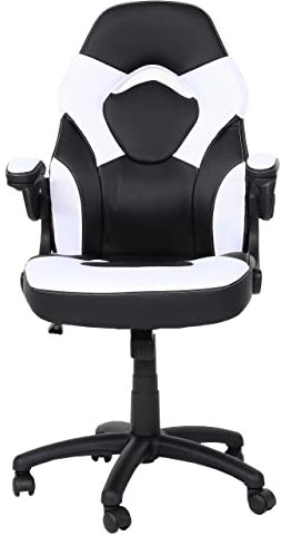 Mendler Bürostuhl HWC-K13, Drehstuhl Gamingstuhl, ergonomisch, verstellbare Armlehne, Kunstleder - schwarz-weiß