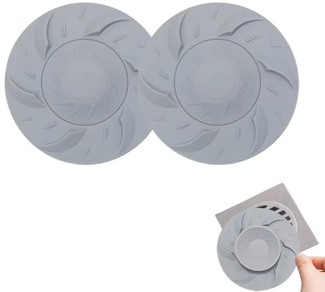 bouchon baignoire, bouchon evier cuisine, 2 Bouchon d'Écoulement Universel en Silicone Gris, pour Restes de Nourriture et Cheveux, Convient pour Évier, Lavabo, Baignoire 11,5 cm