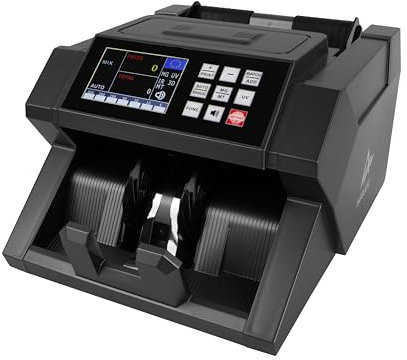 Agellic Geldzählmaschine Scheine & Geldscheinprüfer | 6-fache Falschgeldprüfung, 900 Scheine pro Min | Banknotenprüfer & Geldprüfgerät | Inkl. Falschgeld Prüfer Stift & Batch-Funktion