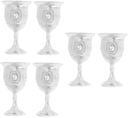 TOPBATHY 6 Pièces Grand Verre à Vin Blanc Coupe à Vin De Style Rétro Verre à Liqueur Calice Inoxydable Gobelets En Gaufré Tasses De Whisky Tir De Métal Alliage