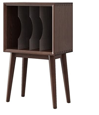 Schallplattenaufbewahrung Plattenspielerständer, Plattenspielerständer mit abnehmbarer Glastrennwand, Aufbewahrungstisch for Schallplatten mit Massivholzbeinen for Wohnzimmer, Schlafzimmer Plattenkist