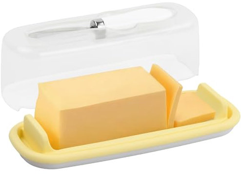 Contenitore per Burro, Piatto di Burro con Coltello da Burro, Burriera con Coperchio Plastica, Lavabile in Lavastoviglie, Porta Burro da Frigorifero, Porta Burro, Base di Silicone, Facile da Pulire