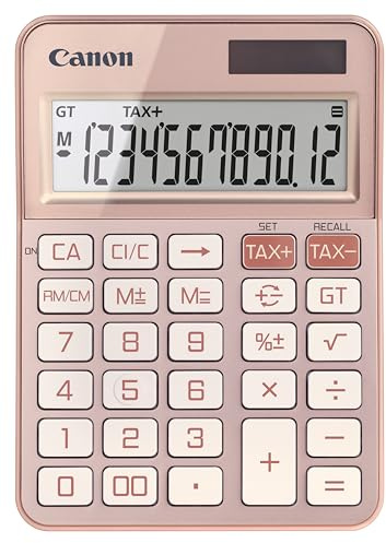 Canon KS-125KB Taschenrechner (Solar- und Batteriebetrieb, 12 Stellen) Rosegold