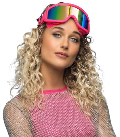 Boland - Lunettes de ski pour les déguisements et les fêtes, lunettes stylées pour les festivals, les carnavals ou les fêtes à thème Apres Ski, Rose Fluo