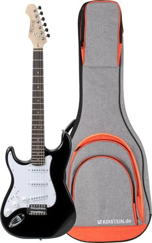 Rocktile Pro ST3 BK RW L E-Gitarre Linkshänder Set – E-Gitarren-Komplettset für Anfänger – inkl. Gigbag mit 3 Außentaschen und Rucksackgurten – Linkshänder E-Gitarre - Schwarz