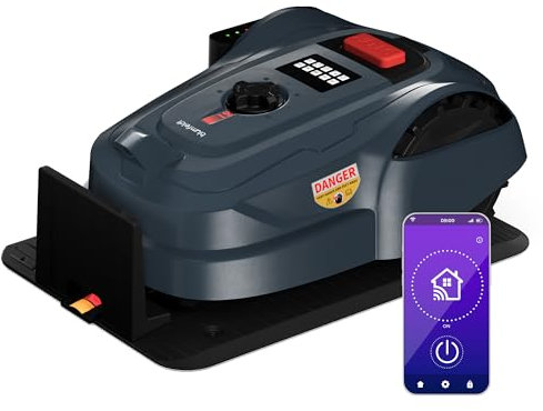 Blumfeldt GrassConnect - Robot Tagliaerba, Controllo App, Copre Fino a 1.000 m², Batteria Agli Ioni di Litio, Ricarica Automatica, Silenzioso, Sensori Pioggia & Collisione, Altezza Regolabile