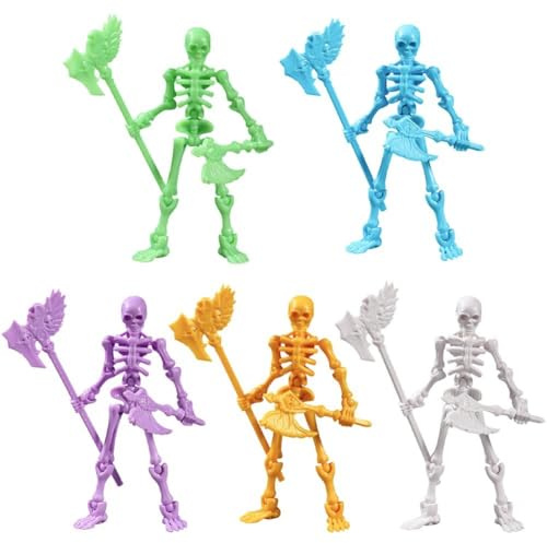 HiyyFloy Lot De 5 Figurines d'action, Figurine Squelette, Jouet Squelette Imprimé en 3D, Décoration Squelette Mobile Multi-articulée