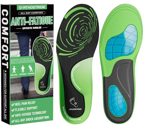 Orthostride Work Boot Insoles for Men Women, Shock Absorbing with Gel-L
