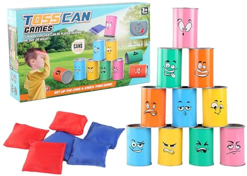 Bean Bag Toss Game - Tin Can Alley Game | Carnival Can Toss Games | Beanbags Indooor Outdoor Throwing Toy | Activities Interactive Funny Toys For Home Event Family Yard Camping Beach Garden
