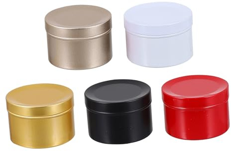 ORFOFE 5 Piezas Latas Metálicas para Velas de Navidad de Recipientes Vacíos para Dulces Especias y Cosméticos Envases Prácticos para Manualidades y Regalos Festivos
