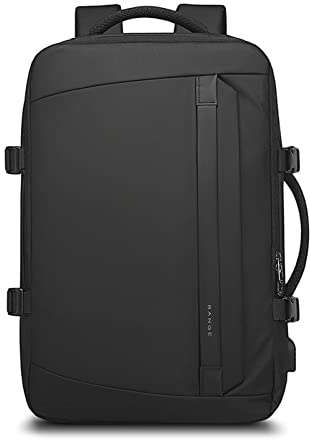 FANDARE Reseryggsäck för män med USB-laddningsport laptopryggsäck passar 15,6 tums bärbar dator handbagage ryggsäck med bagagerem och stöldficka för arbete och utomhus, Svart, L