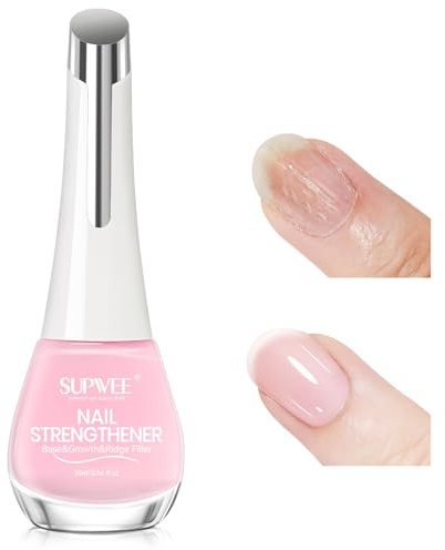 SUPWEE Smalto per unghie ad asciugatura rapida, colore rosa trasparente, lucentezza naturale, indurente per la crescita delle unghie, attivatore rinforzante, riempitivo delle scanalature, base coat