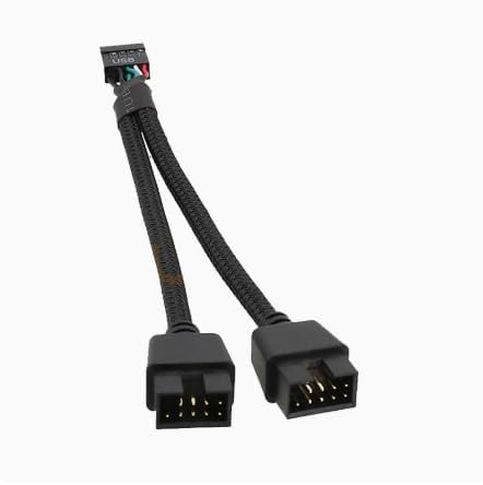 AYHYHLJZJ Divisor USB 2.0 de 9 pines, divisor US B Header Splitter 1 a 2, 9 Pin USB Splitter con trenzado de nailon, placa base USB Splitter, negro USB Hub Interno para ordenadores PC placas base