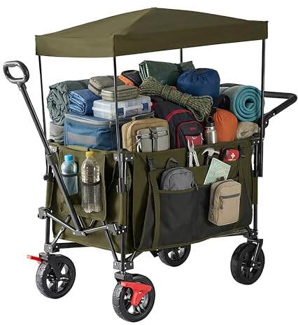 Relaxdays Carrello Pieghevole 150 kg, tettuccio, Maniglia telescopica/Spinta, Ruote in Gomma