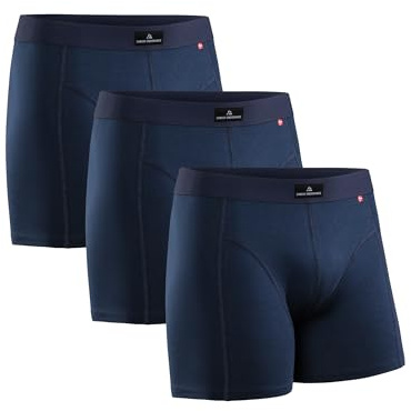 DANISH ENDURANCE Boxer Homme, Calecon Homme en Coton Ultra Doux avec ou sans Braguette, Lot de 3, Bleu Marine, L