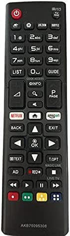 Vsnetwork Mando a distancia de repuesto LG AKB75095308 compatible con todos los televisores LCD LED Smart TV 4K LG, Plug&Play, teclas Netflix y Amazon, sin programación