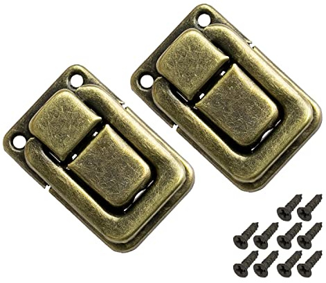 HMF 6492 2 st metalllås för vintage resväskor 2 delar 25 x 38 mm brons