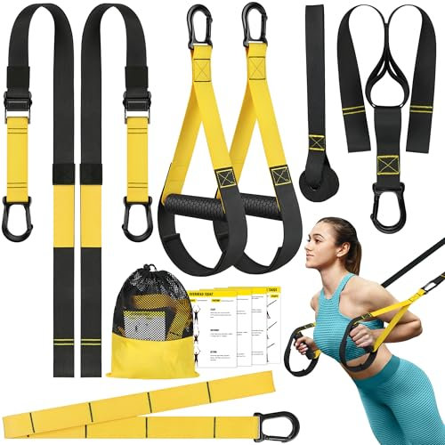 Widerstands-Trainingsset für Zuhause, Körpergewicht-Widerstandsgurte für Ganzkörpertraining, 2 verstellbare Trainingsgurte mit Griffen, Türanker, All-in-One Heim-Fitnessgerät