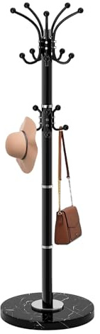 Waavryee Coat Rack Stand 360°Rotary Coat Rack Freestanding with 16 Hooks