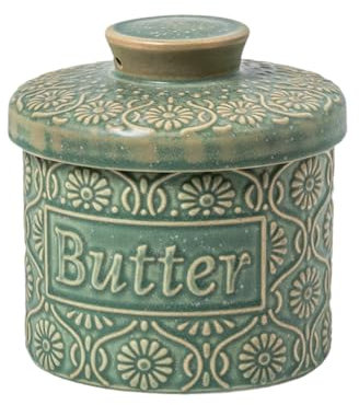 Henrrida French Butter Dish with Lid, Butter Keeper, Butter Crock, Green