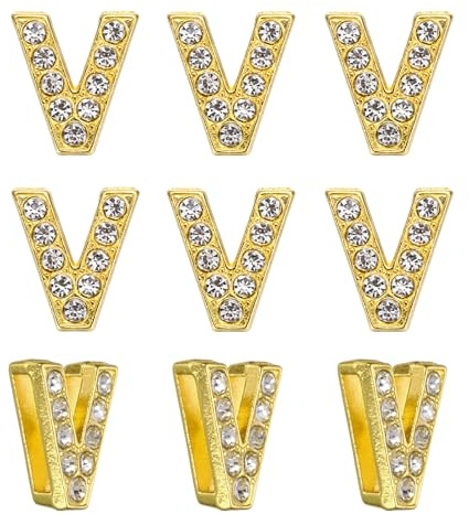 PATIKIL Strass bokstavsberlock, 30 st 10 mm glidarmband hängen kristall bokstav V berlock hängen alfabet A-Z för gör-det-själv smyckestillverkning halsband armband, guldton, 12mm, legering, Strass