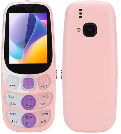 Lazmin112 2G Teléfono Móvil con Botones Grandes para Mayores, Pantalla HD 2,4 Pulgadas, Triple Sim, 0,13Mp, Linterna, Altavoz Frontal, Calendario, FM, Música, Grabadora, 3000 Mah (Rosa)