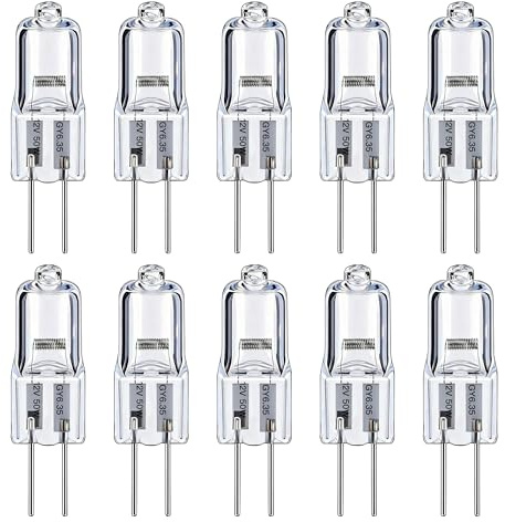 JiaHeHe Lampadine alogene G4 50 W 12 V bianco caldo 2800 K, confezione da 10 lampadine G4 dimmerabili senza sfarfallio, ad alta luminosità, cappa aspirante, per lampadari, bagno, cucina