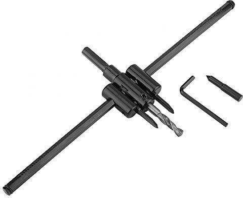 Il foro nero regolabile del cerchio di 30-300mm ha visto il set di punte del trapano, utensili di legno di torsione del foro di lavoro di legno per falegnameria (Black)