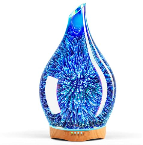 Porseme Humidificador Difusor de Aroma de 280 ml, Humidificador 3D Ultrasónico Silencioso 7 LED Que Cambian de Color Desactivador de Habitación Oficina Sin BPA para el Hogar con Temporizador (Plata)
