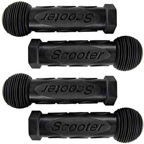 Lomodo 2 Pair Kid's Bike Hand Grips Ridged Turbo Shape Non-Slip Soft Rubber Handlebar Grips for Children Toddler (Black and Black)