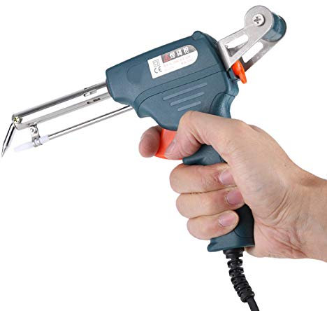 EVTSCAN Pistolet de Fer à souder électrique, Pistolet de Fer à souder en étain Automatique Portable 220V 60W avec Outil de soudage à température contrôlée réglable(Blackish Green)