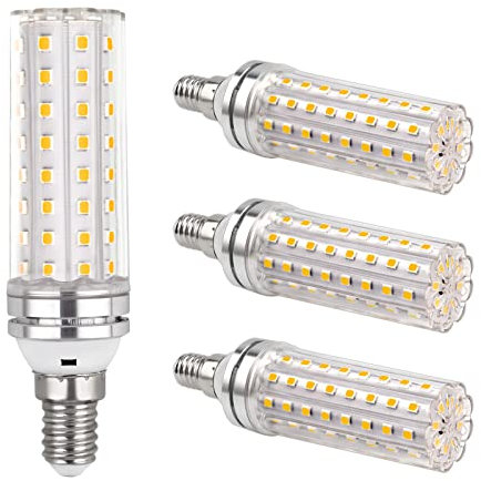 Ampoule LED Mais E14 12W, 220-240V, 1200LM Blanc Froid 6000K, Non Dimmable, Équivalent Ampoule Incandescence 100W, Ampoule LED E14 pour Éclairage Intérieur, Lustre/Lampe de bureau /Applique, Lot de 4