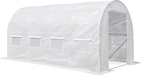 Garden Point | Tunnel di lamina | 2,5 x 5 x 2 m | Bianco | Foglio di casa | Tenda Serra | Stagnola per piante | Pomodoro in serra
