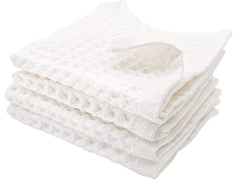 sea me at home Waffle Washcloths Set, 100% Turkish Cotton (White)
