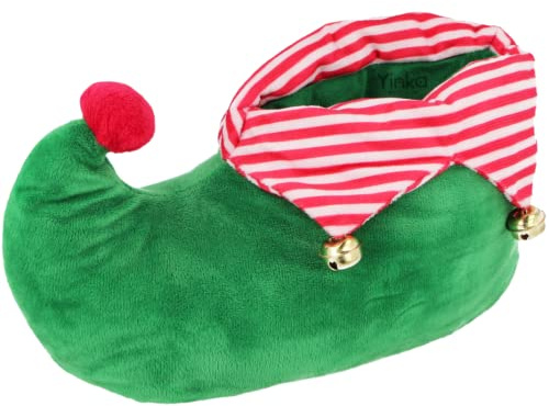 Yinka Shoes Unisex Elf Feet Novelty Christmas Slipper Boots Green 45