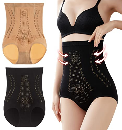 DAWRIS 2 Stycken Kvinnor Bodysuit Kroppsförvaring Formning Unik Fiber Restoration Shaper Bodysuit Osynlig Underkläder Shapewear Hip Enhancer Shapewear Trosor Bantning, Gul svart, one size