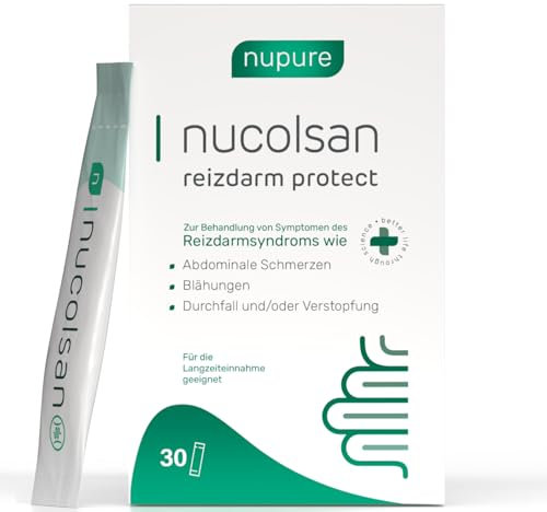 Nupure® nucolsan reizdarm protect, Medizinprodukt bei Reizdarm Symptomen Blähungen, Durchfall, Verstopfung - Wirkstoff AVH200® aus Aloe Vera, vegan, laktosefrei, glutenfrei, Pulver, 30 Sachets