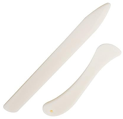 XPEX 2 Teiliges Papierfaltset Faltstifte für Papierhandwerk,Falzbein für Papier,Origami Werkzeug,Falzmesser,Gebogenen und Geraden Knochen Ordner Für Papier und Karton,Falzbein aus Knochen