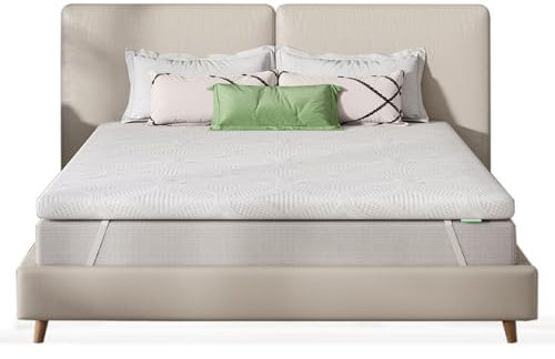 Novilla Topper Viscoelástico 90x190 7.5 cm, Topper Colchón de Gel, Sobrecolchón Memory Foam Mattress Topper, Cubrecolchón Extraíble y Lavable, Blanco