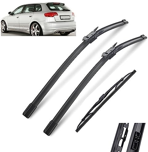 Juego de escobillas limpiaparabrisas delanteras y traseras compatible con Audi A3 8P 2005-2012, parabrisas, ventana, lluvia, cepillos de 24+19+13