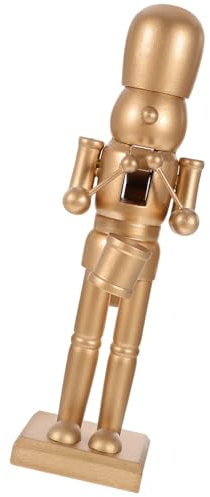 EXCEART Weihnachts-Nussknacker-Figur Aus Holz - Goldener Tischsoldat Ornament für Zuhause und Büro Tischdekoration