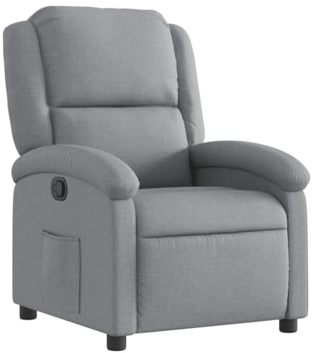vidaXL Fauteuil Inclinable, Chaise de Relaxation avec Dossier et Repose-Pied, Siège Inclinable, Fauteuil TV de Salon, Moderne, Gris Clair Tissu
