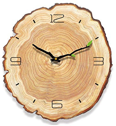 Relojes de pared para dormitorio Reloj de pared de grano de madera, sala de estar, dormitorio, reloj silencioso, reloj de pared de madera, anillo anual minimalista moderno para el hogar, reloj europeo