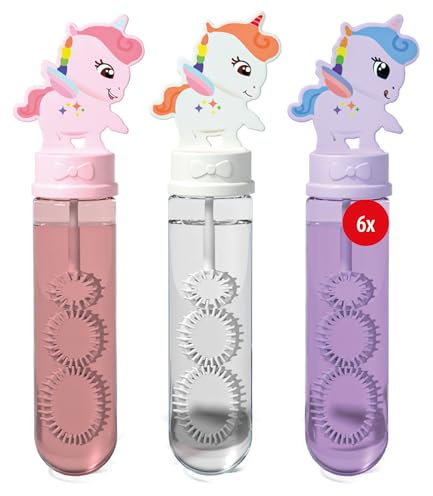 Pustefix Einhorn Seifenblasen Set x 6 I Kinder Set Mit Einhornmotiven I 35 ml Flüssigkeit I Viele Bubbles Mit Einmal Pusten