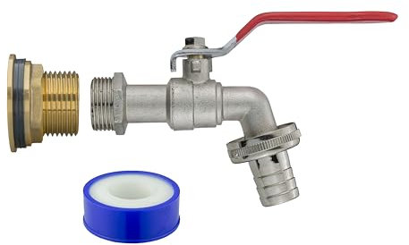 water butt/rain barrel outlet 3/4 hole (26mm) adaptor/connector and range of 1/2 bsp taps,FREE THREAD SEAL TAPE!…