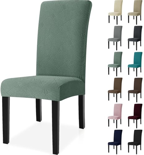 Ystyle Elasticizzato Coprisedie con Schienale 6 Pezzi, Verde | Copri Sedie Soggiorno Cucina, Universali Coprisedia Elasticizzati, Moderno Fodere per Sedie Antigraffio Gatto