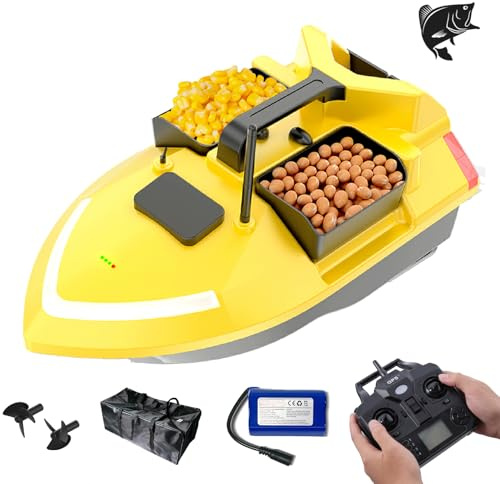 HEVMEVENI Bateau d'appât pour pêche à la carpe – Portée de 500 m, navigation GPS, retour automatique, télécommande sans fil, capacité de 2 kg, étanche et durable pour la pêche en lac et en rivière