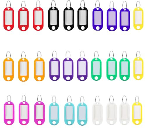 30 Llaveros de Plástico Coloridos para Escribir, Etiquetas para Llaves Personalizadas de Plastico con Identificador Llaves Etiquetas para Llaves Maletas Mascotas Marcadores Oficina,10 Colore
