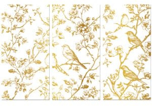 Peacoblue Rub on Transfer Sticker for Furniture Crafts Decor 6x12 Gradient Gold Branches and Birds, 3Pcs Waterproof UV DTF Transfer for Lingerie Chests Drawer Dresser Glass Porcelain Wood Plastic