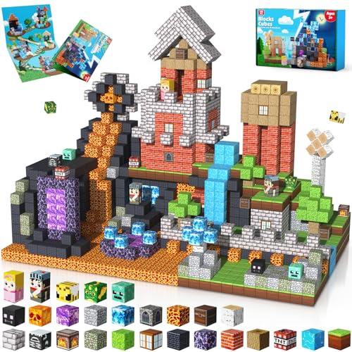 Goody King Magnetic Blocks 100PCS, Magnetic Building Tiles Cubes for Toddlers Age 3-10, STEM Montessori Construction Toys, Stacking Magnets Toys for Boys Girls, Birthday Easter Gifts